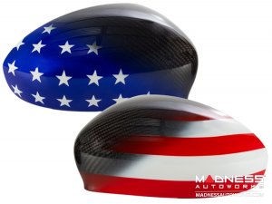 Alfa Romeo 4C Mirror Covers - Carbon Fiber - Full Replacemens - American Flag 
